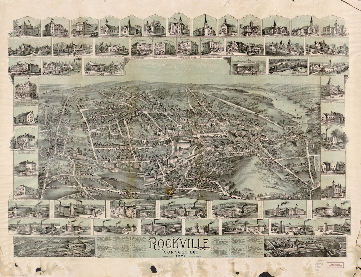 Rockville, Connecticut, 1895. (1895) – Historic Bird’s-Eye View Panorama Print