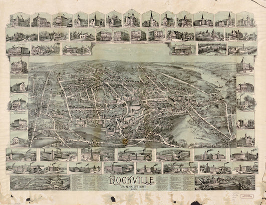 Rockville, Connecticut, 1895. (1895) – Historic Bird’s-Eye View Panorama Print