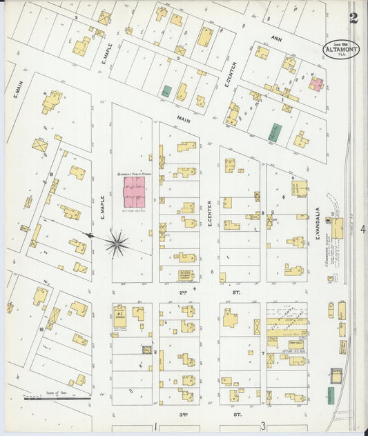 Sanborn Fire Insurance Map from Altamont, Effingham County, Illinois (1906), Sheet #0002 - Historic Sanborn Fire Insurance Map Print, vintage old map wall art, antique decor, genealogy gift, Illinois Illinois map