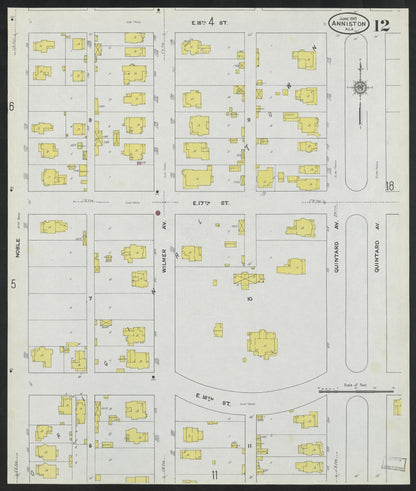 Sanborn Fire Insurance Map from Anniston, Calhoun County, Alabama (1910), Sheet #0012 - Complete Map Set gallery image, historic Sanborn map, vintage wall art, Alabama Alabama