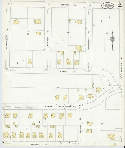 Sanborn Fire Insurance Map from Freeport, Nassau County, New York (1910), Sheet #0002 - Complete Map Set gallery image, historic Sanborn map, vintage wall art, New York New York