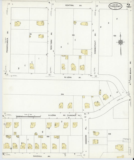 Sanborn Fire Insurance Map from Freeport, Nassau County, New York (1910), Sheet #0002 - Complete Map Set gallery image, historic Sanborn map, vintage wall art, New York New York