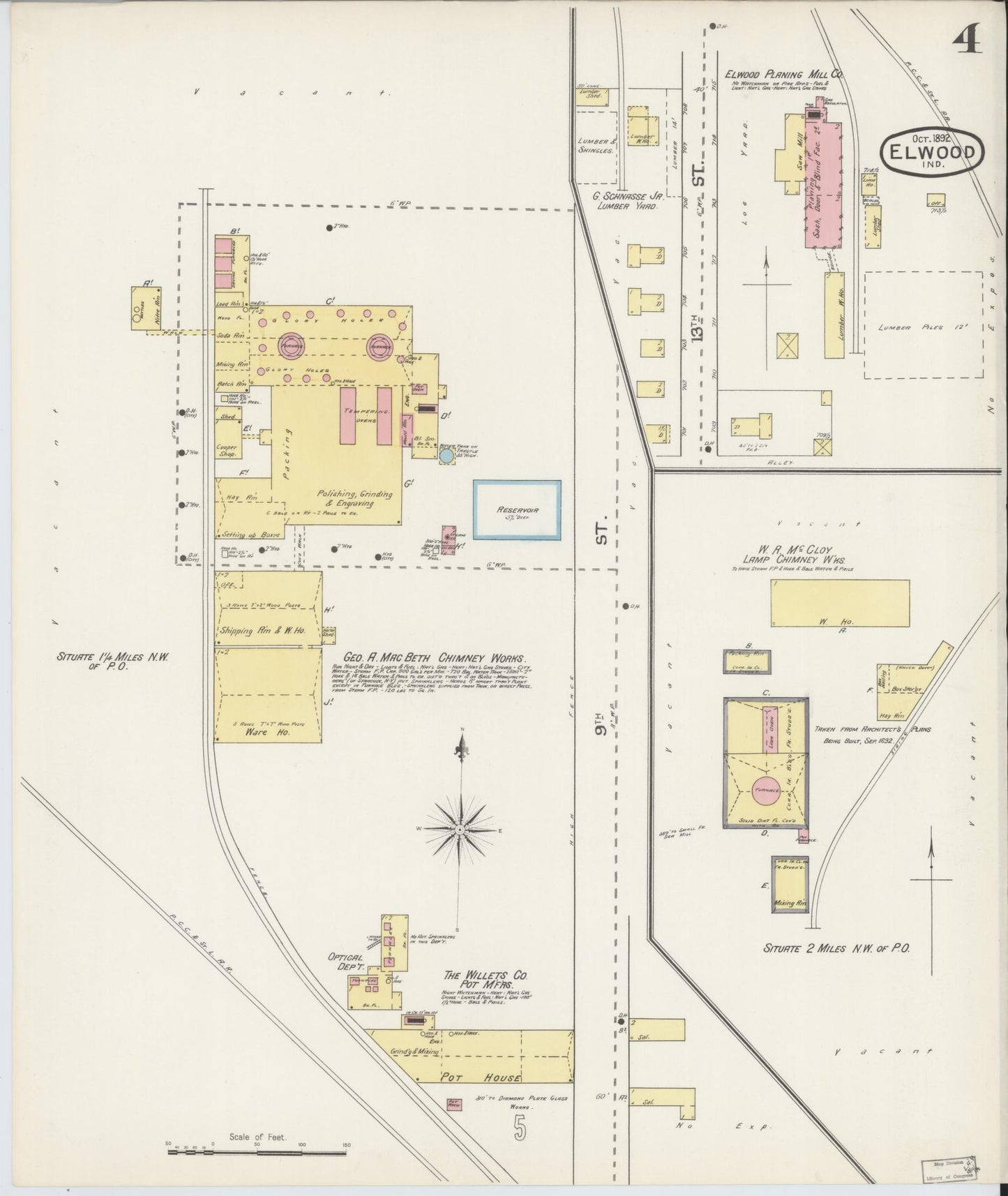 Sanborn Fire Insurance Map from Elwood, Madison County, Indiana (1892), Sheet #0004 - Complete Map Set gallery image, historic Sanborn map, vintage wall art, Indiana Indiana