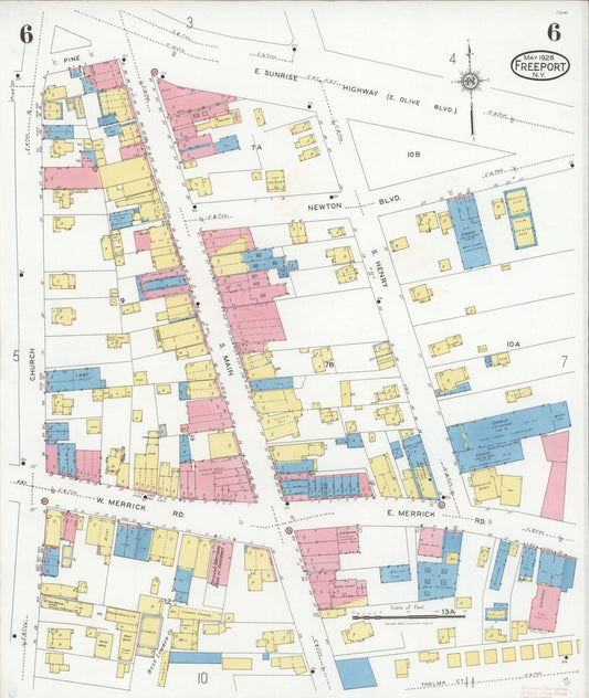 Sanborn Fire Insurance Map from Freeport, Nassau County, New York (1928), Sheet #0006 - Historic Sanborn Fire Insurance Map Print, vintage old map wall art, antique decor, genealogy gift, New York New York map