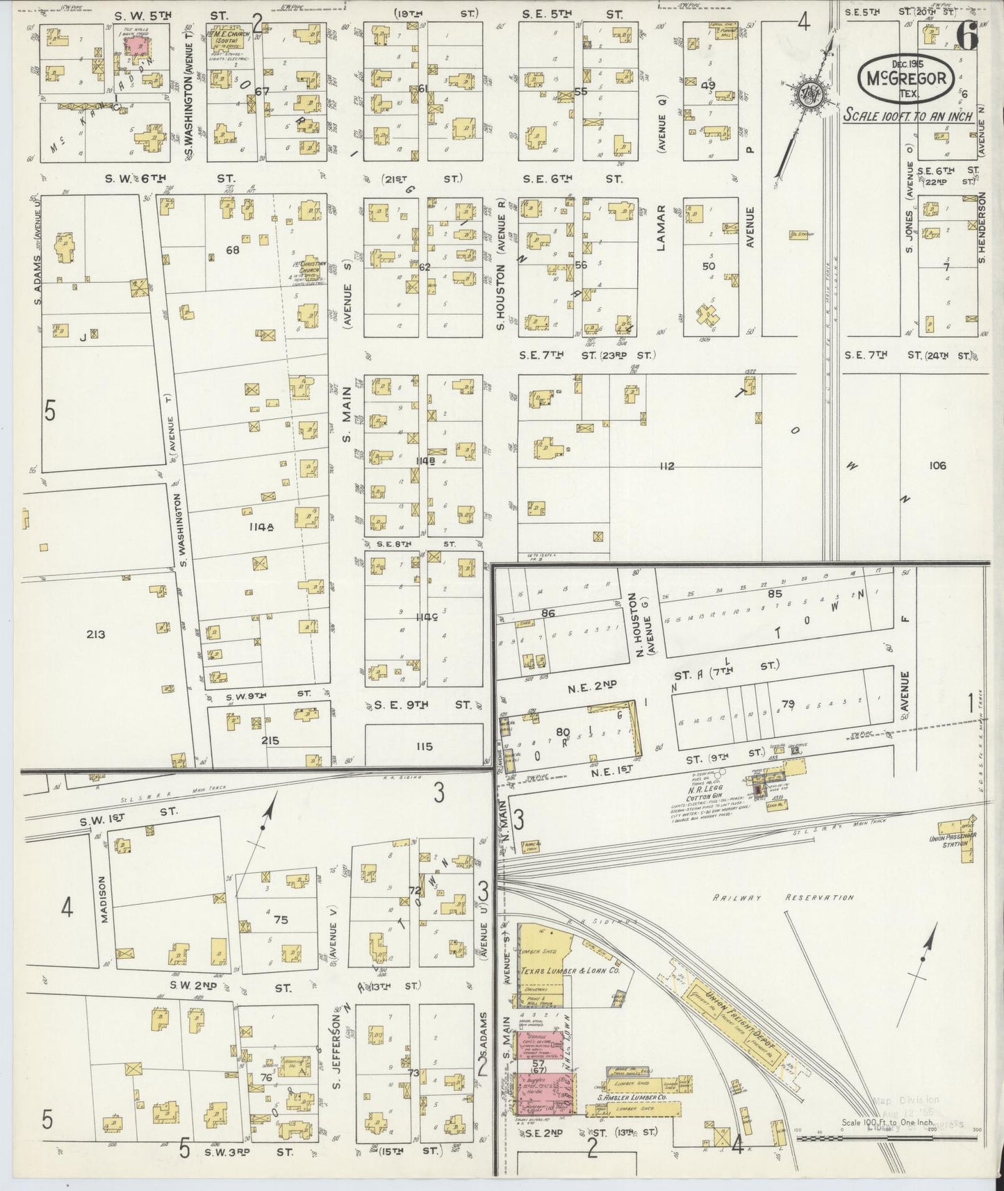 Sanborn Fire Insurance Map from McGregor, McLennan County, Texas (1915), Sheet #0006 - Complete Map Set gallery image, historic Sanborn map, vintage wall art, Texas Texas