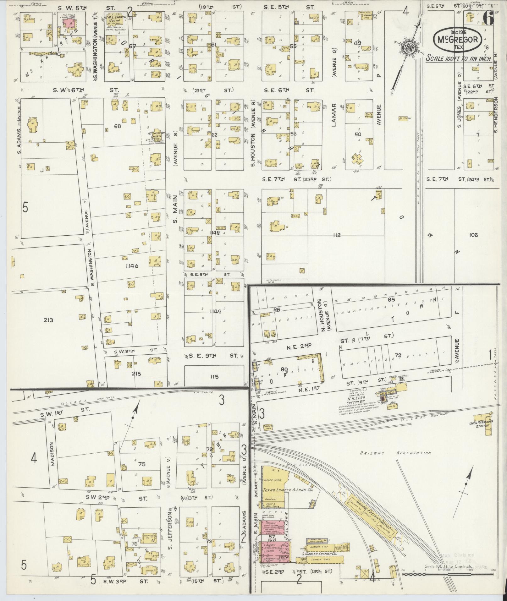 Sanborn Fire Insurance Map from McGregor, McLennan County, Texas (1915), Sheet #0006 - Complete Map Set gallery image, historic Sanborn map, vintage wall art, Texas Texas