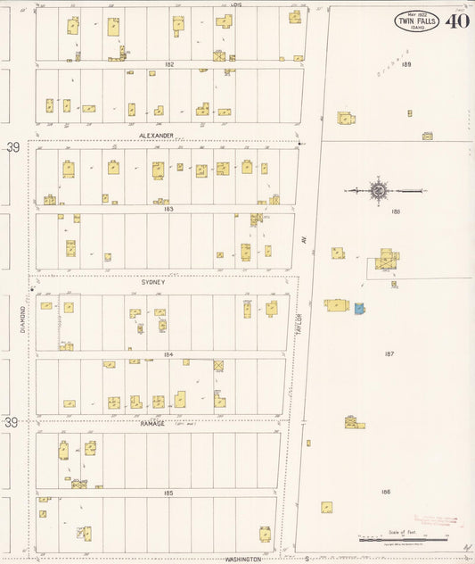 Sanborn Fire Insurance Map from Twin Falls, Twin Falls County, Idaho (1922), Sheet #0040 - Historic Sanborn Fire Insurance Map Print, vintage old map wall art, antique decor, genealogy gift, Falls Idaho map