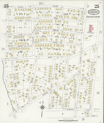 Sanborn Fire Insurance Map from Freeport, Nassau County, New York (1925), Sheet #0025 - Complete Map Set gallery image, historic Sanborn map, vintage wall art, New York New York