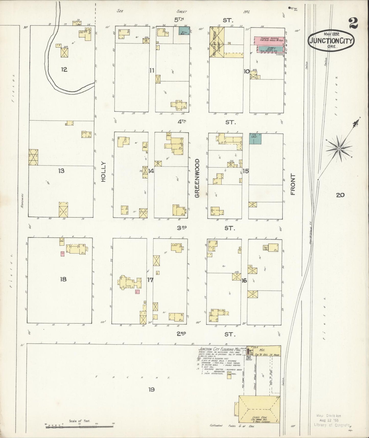Sanborn Fire Insurance Map from Junction City, Lane County, Oregon (1892), Sheet #0002 - Historic Sanborn Fire Insurance Map Print, vintage old map wall art, antique decor, genealogy gift, Oregon Oregon map