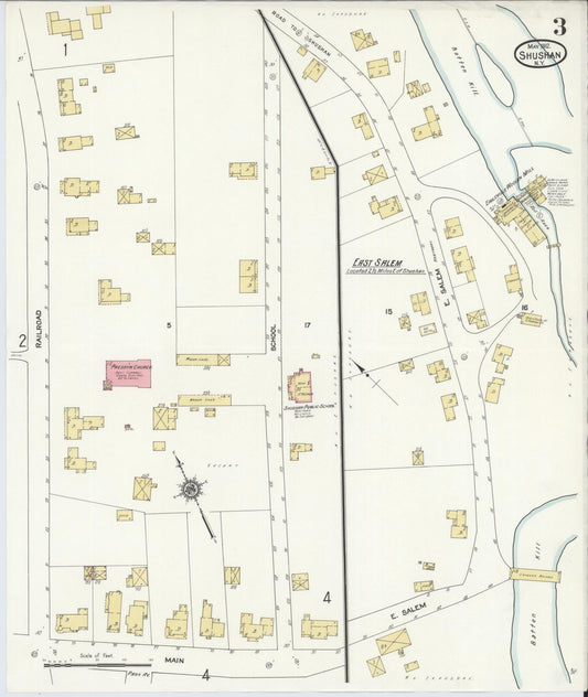 Sanborn Fire Insurance Map from Shushan, Washington County, New York (1912), Sheet #0003 - Historic Sanborn Fire Insurance Map Print, vintage old map wall art, antique decor, genealogy gift, New York New York map