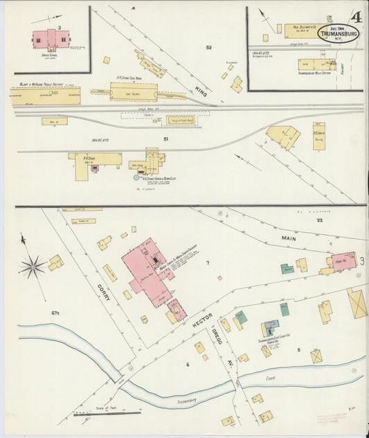 Sanborn Fire Insurance Map from Trumansburg, Tompkins County, New York (1905), Sheet #0004 - Historic Sanborn Fire Insurance Map Print, vintage old map wall art, antique decor, genealogy gift, New York New York map