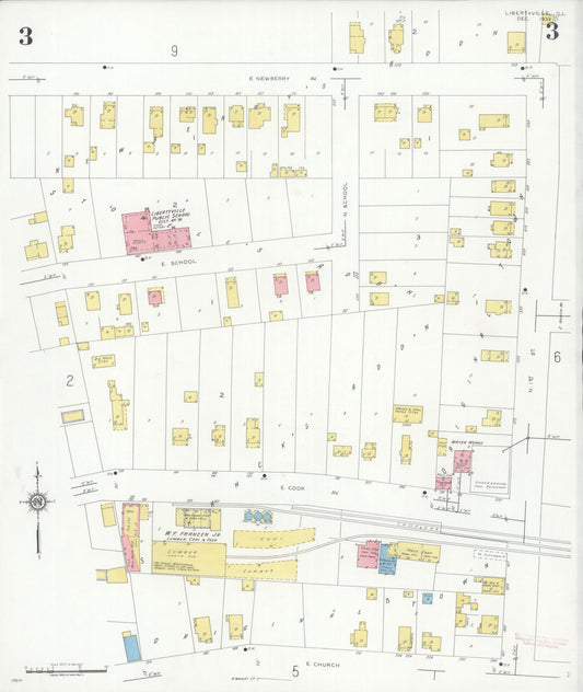 Sanborn Fire Insurance Map from Libertyville, Lake County, Illinois (1933), Sheet #0003 - Historic Sanborn Fire Insurance Map Print, vintage old map wall art, antique decor, genealogy gift, Illinois Illinois map