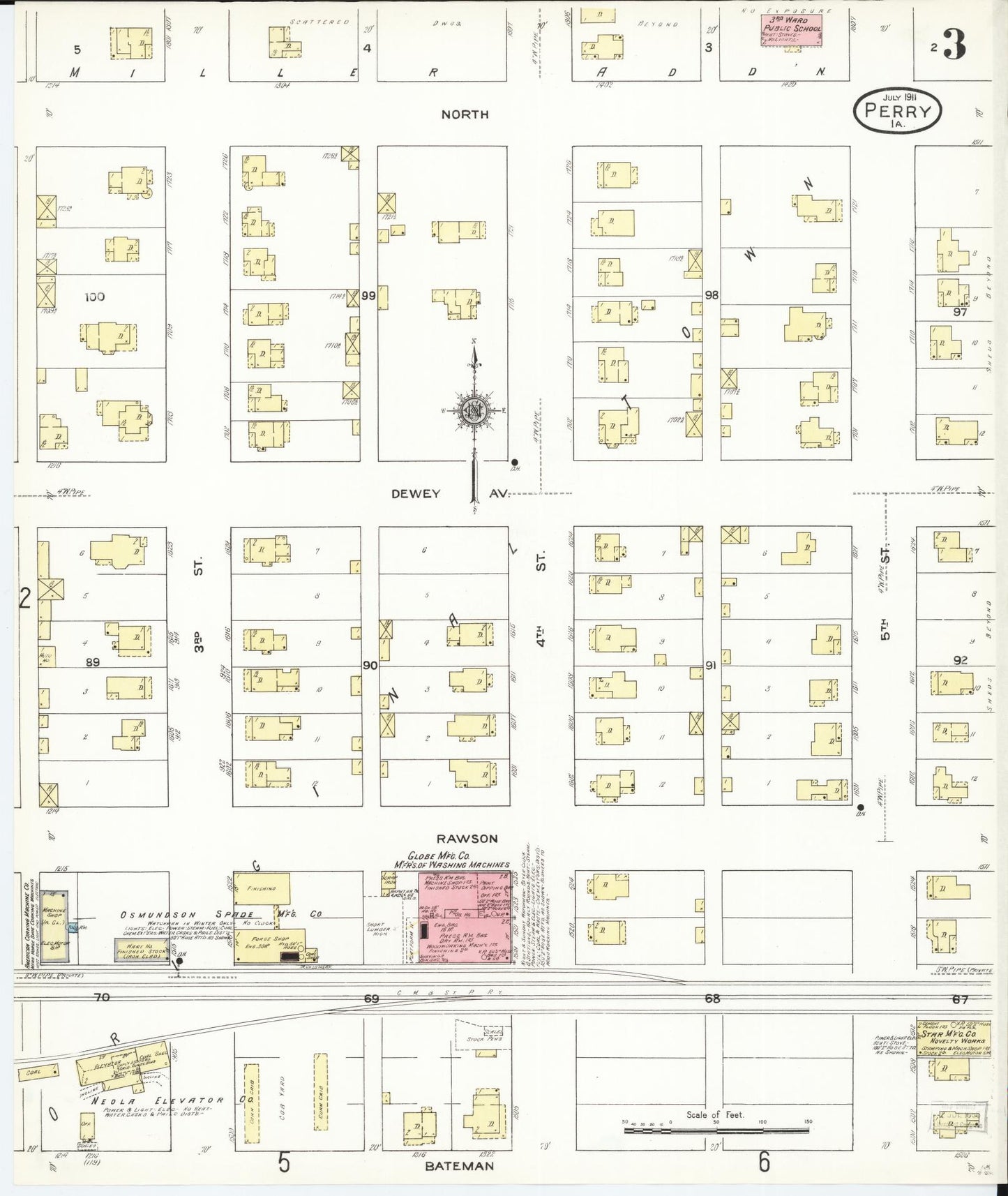 Sanborn Fire Insurance Map from Perry, Dallas County, Iowa (1911), Sheet #0003 - Historic Sanborn Fire Insurance Map Print, vintage old map wall art