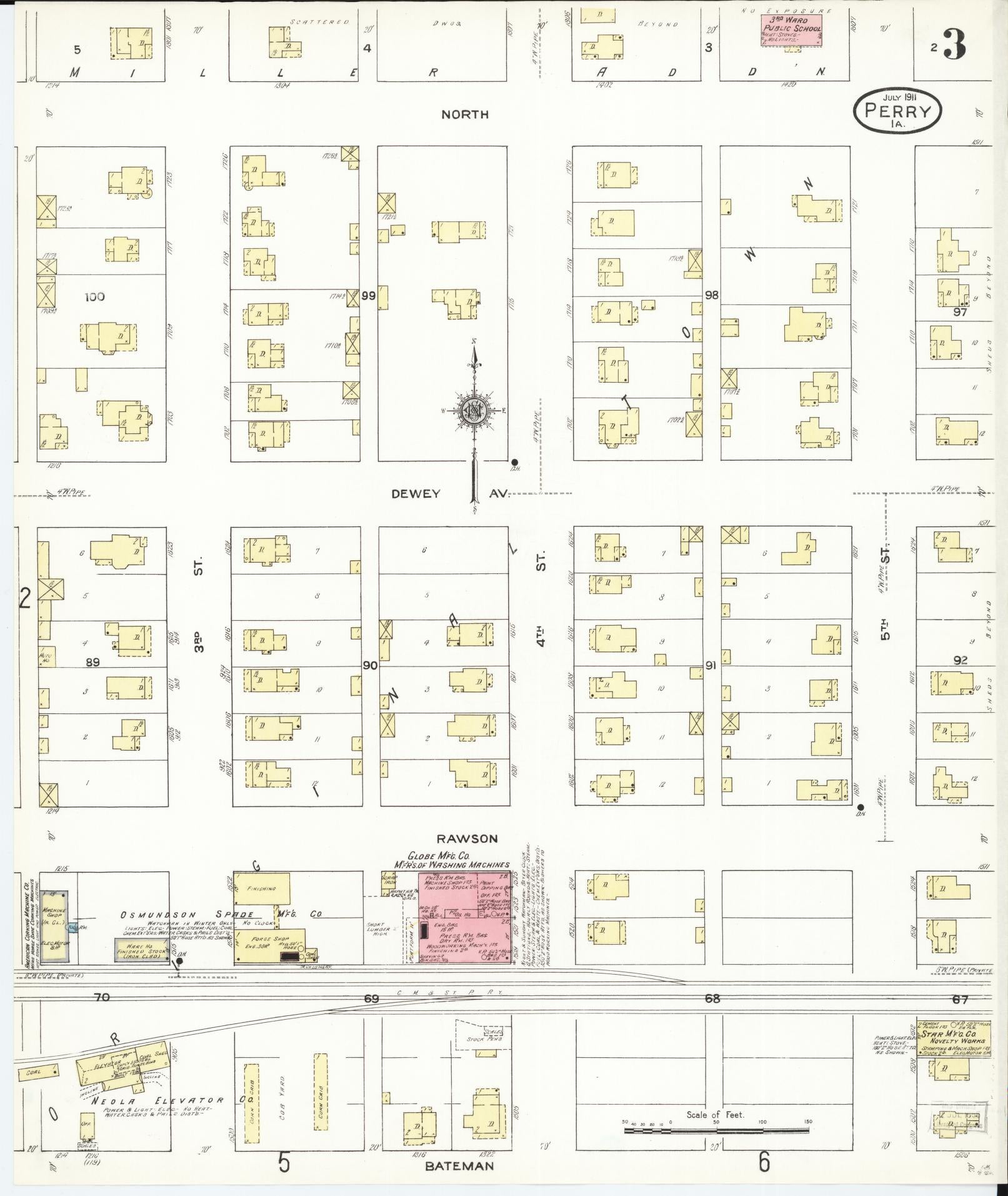 Sanborn Fire Insurance Map from Perry, Dallas County, Iowa (1911), Sheet #0003 - Historic Sanborn Fire Insurance Map Print, vintage old map wall art