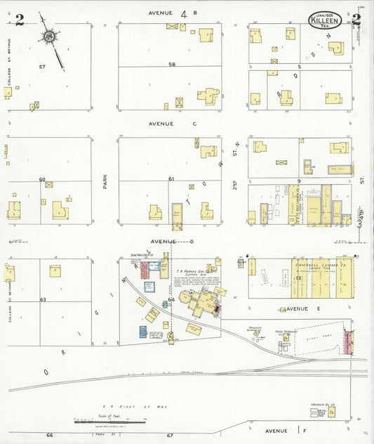 Sanborn Fire Insurance Map from Killeen, Bell County, Texas (1926), Sheet #0002 - Historic Sanborn Fire Insurance Map Print, vintage old map wall art, antique decor, genealogy gift, Texas Texas map
