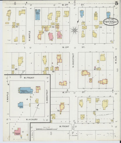 Sanborn Fire Insurance Map from Faribault, Rice County, Minnesota (1893), Sheet #0005 - Historic Sanborn Fire Insurance Map Print, vintage old map wall art, antique decor, genealogy gift, Minnesota Minnesota map