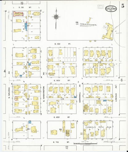 Sanborn Fire Insurance Map from Galena, Cherokee County, Kansas (1918), Sheet #0005 - Complete Map Set gallery image, historic Sanborn map, vintage wall art, Kansas Kansas