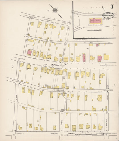 Sanborn Fire Insurance Map from Frostburg, Allegany County, Maryland (1922), Sheet #0003 - Complete Map Set gallery image, historic Sanborn map, vintage wall art, Maryland Maryland