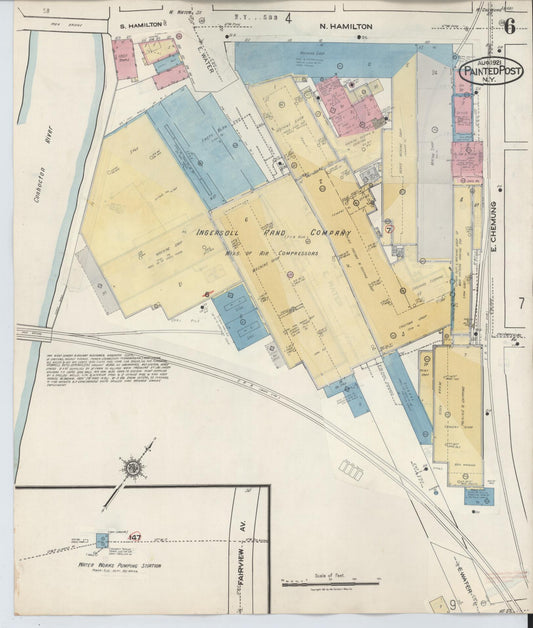 Sanborn Fire Insurance Map from Painted Post, Steuben County, New York (1943), Sheet #0006 - Historic Sanborn Fire Insurance Map Print, vintage old map wall art, antique decor, genealogy gift, New York New York map