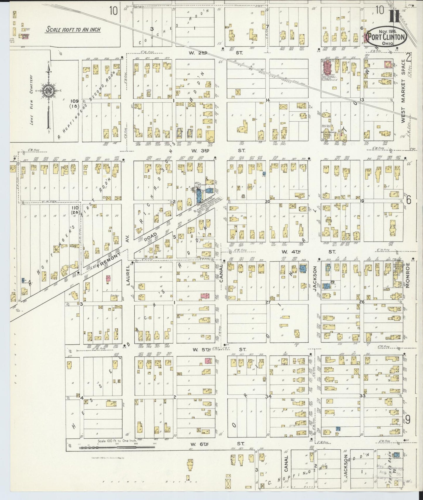 Sanborn Fire Insurance Map from Port Clinton, Ottawa County, Ohio (1916), Sheet #0011 - Complete Map Set gallery image, historic Sanborn map, vintage wall art, Ohio Ohio