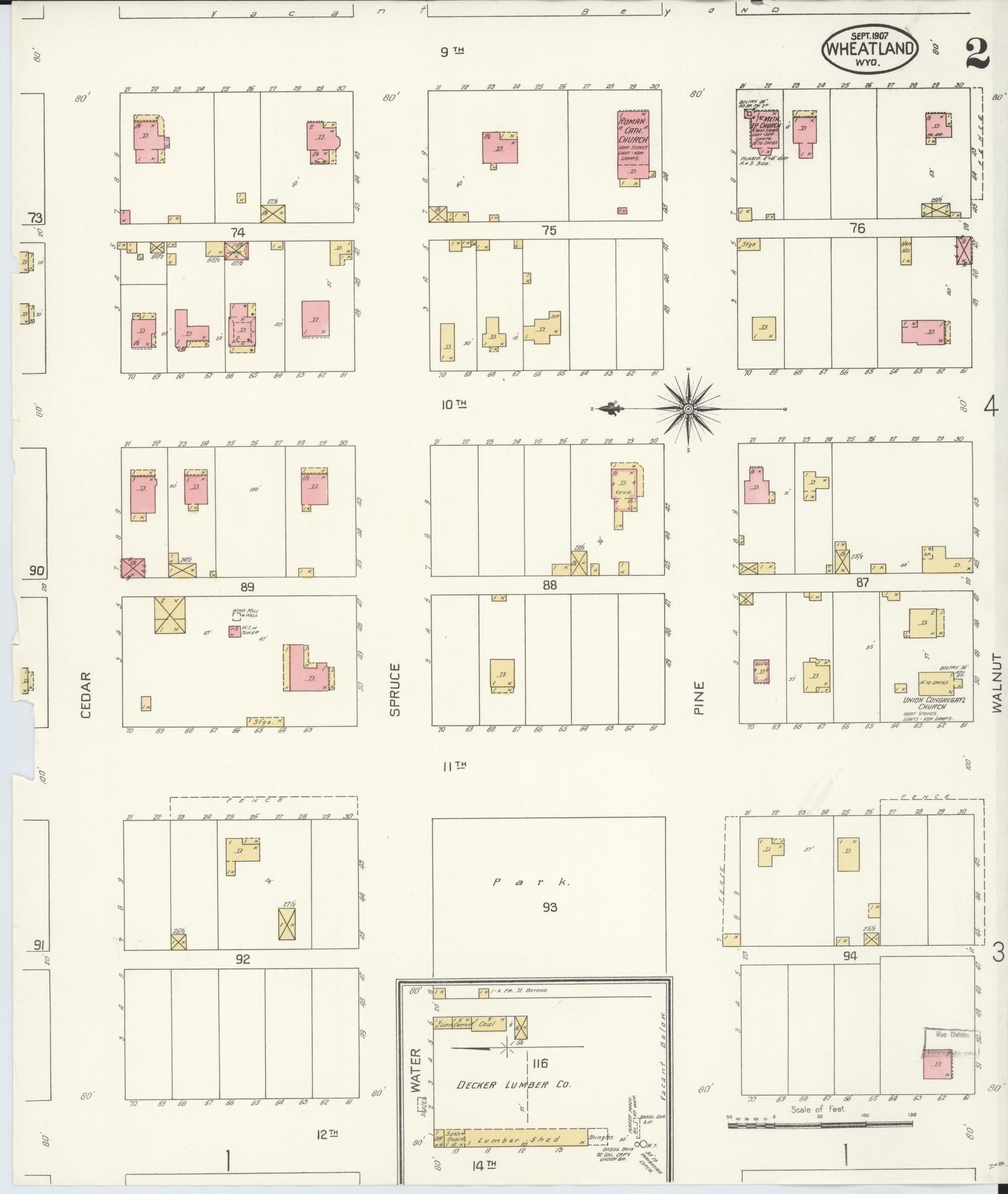 Sanborn Fire Insurance Map from Wheatland, Platte County, Wyoming (1907), Sheet #0002 - Complete Map Set gallery image, historic Sanborn map, vintage wall art, Wyoming Wyoming