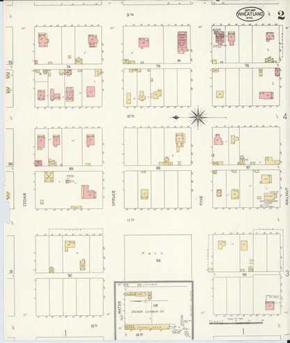 Sanborn Fire Insurance Map from Wheatland, Platte County, Wyoming (1907), Sheet #0002 - Complete Map Set gallery image, historic Sanborn map, vintage wall art, Wyoming Wyoming