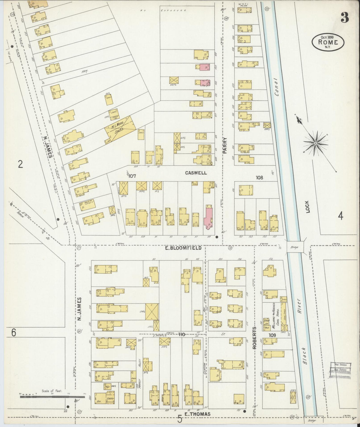 Sanborn Fire Insurance Map from Rome, Oneida County, New York (1899), Sheet #0003 - Complete Map Set gallery image, historic Sanborn map, vintage wall art, New York New York