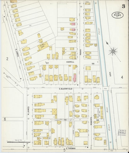 Sanborn Fire Insurance Map from Rome, Oneida County, New York (1899), Sheet #0003 - Complete Map Set gallery image, historic Sanborn map, vintage wall art, New York New York