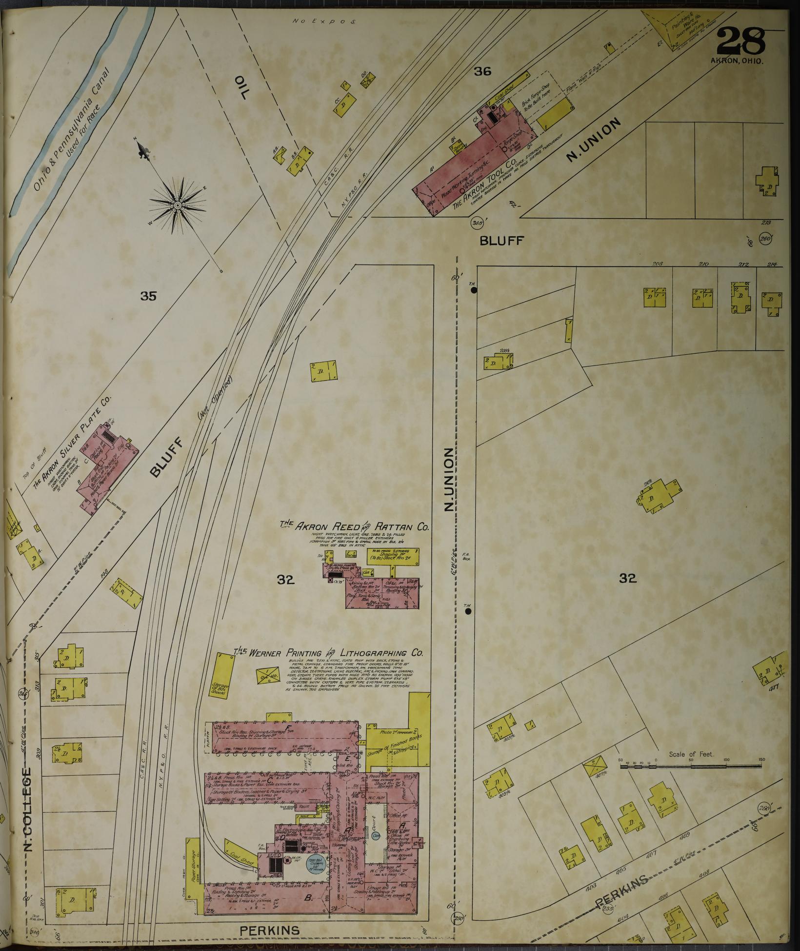 Sanborn Fire Insurance Map from Akron, Summit County, Ohio (1892), Sheet #0028 - Complete Map Set gallery image, historic Sanborn map, vintage wall art, Ohio Ohio