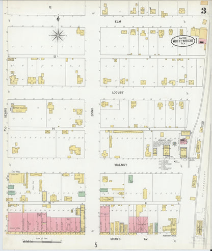 Sanborn Fire Insurance Map from Whitewright, Grayson County, Texas (1900), Sheet #0003 - Complete Map Set gallery image, historic Sanborn map, vintage wall art, Texas Texas