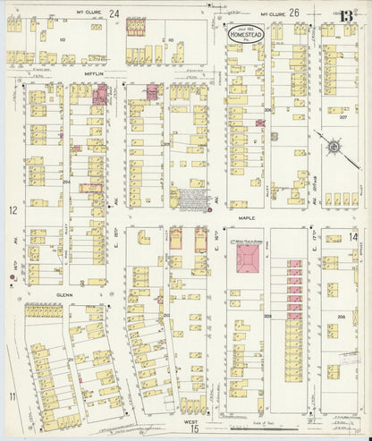 Sanborn Fire Insurance Map from Homestead, Allegheny County, Pennsylvania (1913), Sheet #0013 - Complete Map Set gallery image, historic Sanborn map, vintage wall art, Pennsylvania Pennsylvania