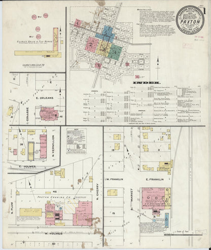 Sanborn Fire Insurance Map from Paxton, Ford County, Illinois (1910), Sheet #0001 - Complete Map Set gallery image, historic Sanborn map, vintage wall art, Illinois Illinois