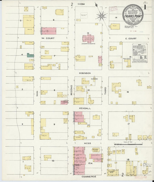 Sanborn Fire Insurance Map from Friars Point, Coahoma County, Mississippi (1909), Sheet #0001 - Historic Sanborn Fire Insurance Map Print, vintage old map wall art, antique decor, genealogy gift, Mississippi Mississippi map