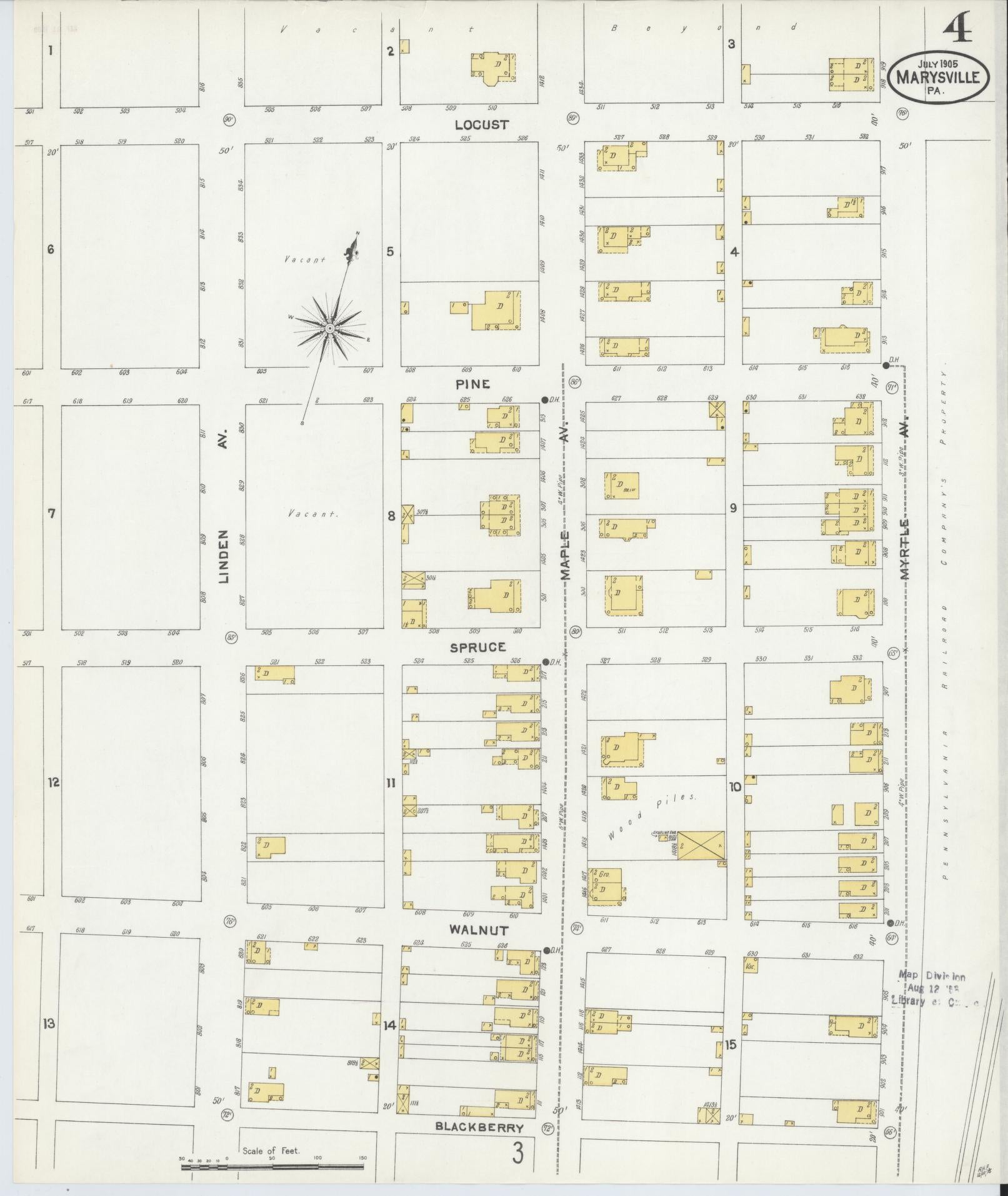 Sanborn Fire Insurance Map from Marysville, Perry County, Pennsylvania (1905), Sheet #0004 - Complete Map Set gallery image, historic Sanborn map, vintage wall art, Pennsylvania Pennsylvania