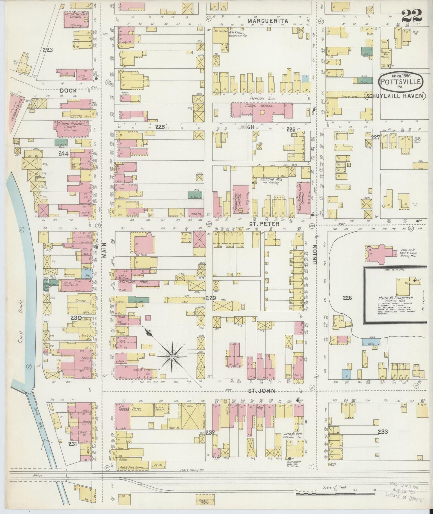 Sanborn Fire Insurance Map from Pottsville, Schuylkill County, Pennsylvania (1895), Sheet #0022 - Complete Map Set gallery image, historic Sanborn map, vintage wall art, Pennsylvania Pennsylvania