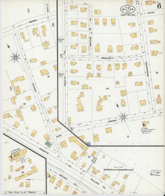 Sanborn Fire Insurance Map from Milton, Norfolk County, Massachusetts (1901), Sheet #0006 - Historic Sanborn Fire Insurance Map Print, vintage old map wall art, antique decor, genealogy gift, Massachusetts Massachusetts map