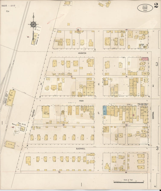 Sanborn Fire Insurance Map from Ione, Pend Oreille County, Washington (1932), Sheet #0002 - Historic Sanborn Fire Insurance Map Print, vintage old map wall art, antique decor, genealogy gift, Washington Washington map