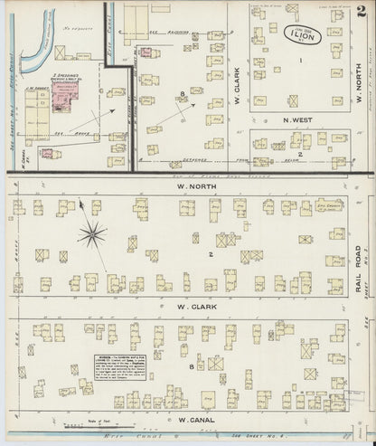 Sanborn Fire Insurance Map from Ilion, Herkimer County, New York (1884), Sheet #0002 - Historic Sanborn Fire Insurance Map Print, vintage old map wall art, antique decor, genealogy gift, New York New York map