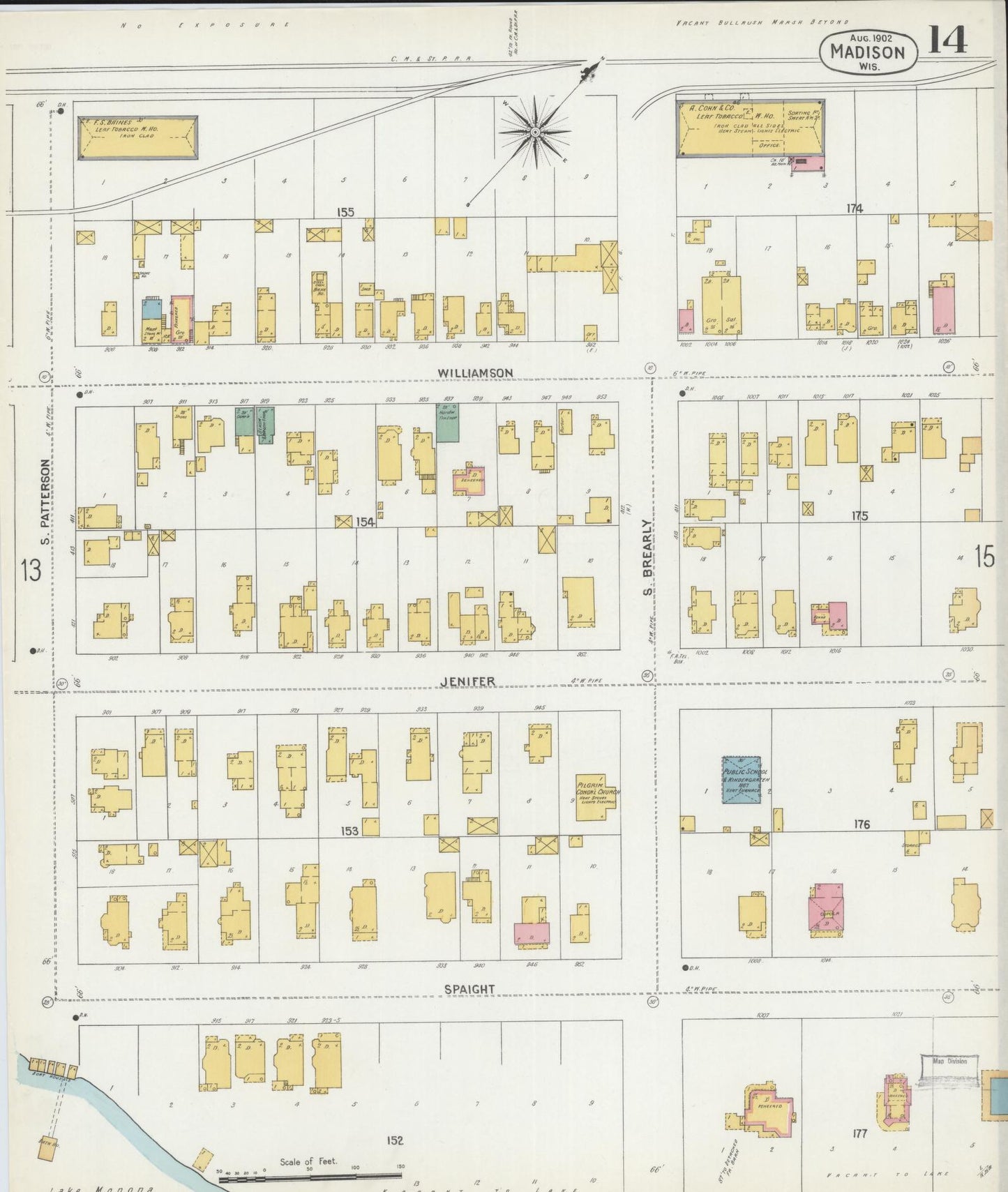 Sanborn Fire Insurance Map from Madison, Dane County, Wisconsin (1902), Sheet #0014 - Complete Map Set gallery image, historic Sanborn map, vintage wall art, Wisconsin Wisconsin