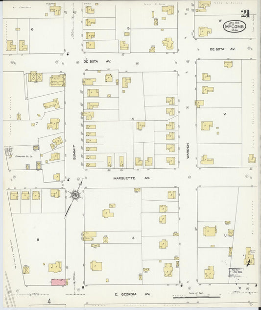 Sanborn Fire Insurance Map from McComb, Pike County, Mississippi (1913), Sheet #0021 - Historic Sanborn Fire Insurance Map Print, vintage old map wall art, antique decor, genealogy gift, Mississippi Mississippi map