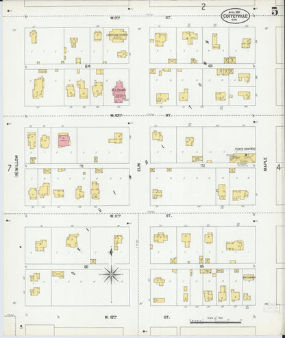 Sanborn Fire Insurance Map from Coffeyville, Montgomery County, Kansas (1901), Sheet #0005 - Complete Map Set gallery image, historic Sanborn map, vintage wall art, Kansas Kansas