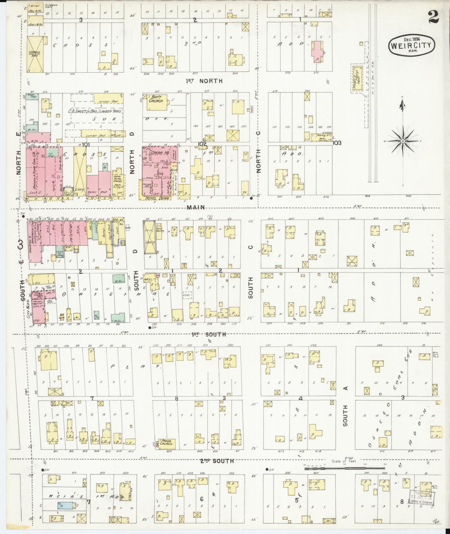 Sanborn Fire Insurance Map from Weir, Cherokee County, Kansas (1896), Sheet #0002 - Complete Map Set gallery image, historic Sanborn map, vintage wall art, Kansas Kansas