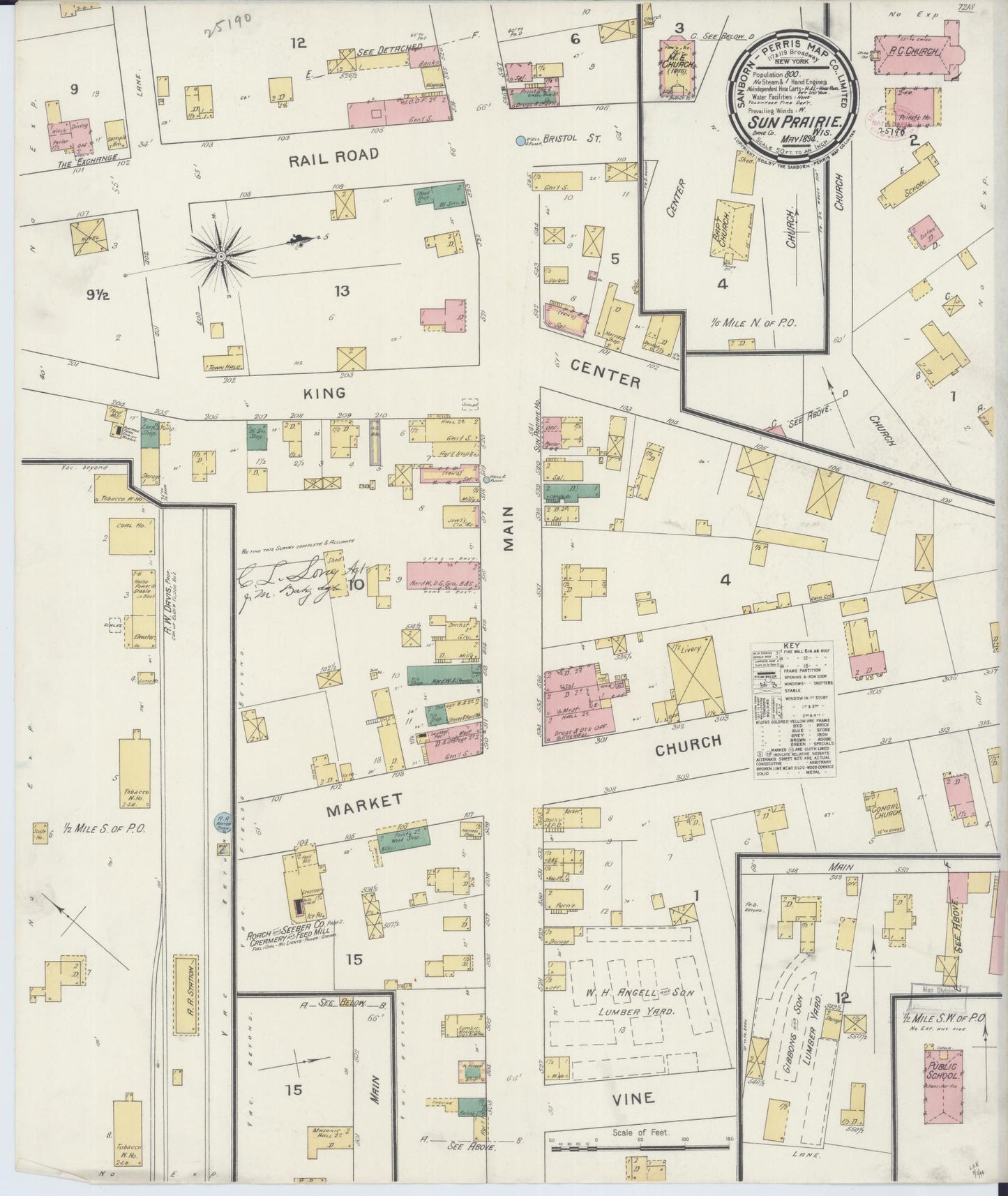 Sanborn Fire Insurance Map from Sun Prairie, Dane County, Wisconsin (1894), Sheet #0001 - Historic Sanborn Fire Insurance Map Print, vintage old map wall art, antique decor, genealogy gift, Wisconsin Wisconsin map
