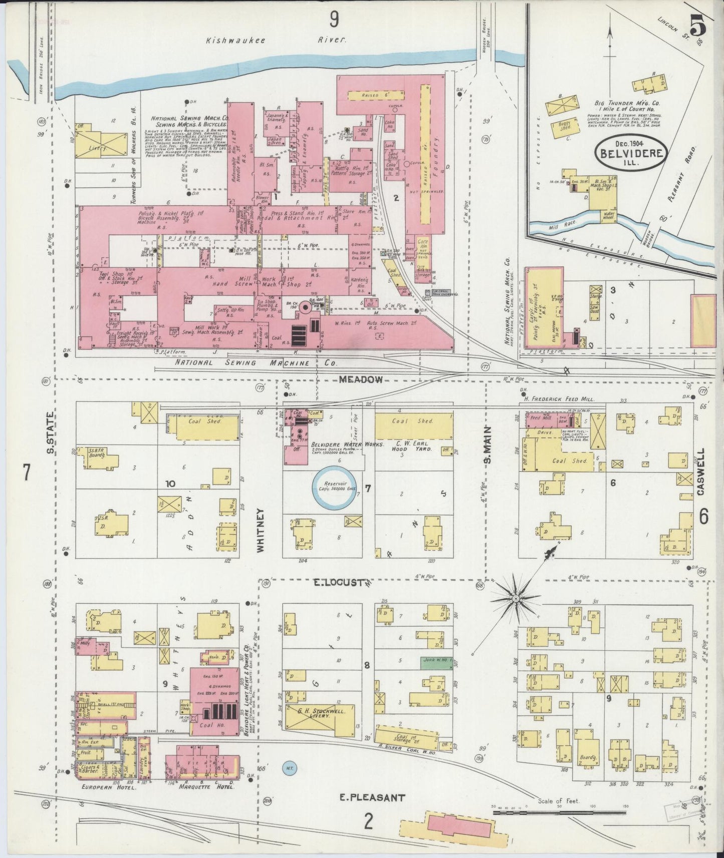 Sanborn Fire Insurance Map from Belvidere, Boone County, Illinois (1904), Sheet #0005 - Complete Map Set gallery image, historic Sanborn map, vintage wall art, Illinois Illinois
