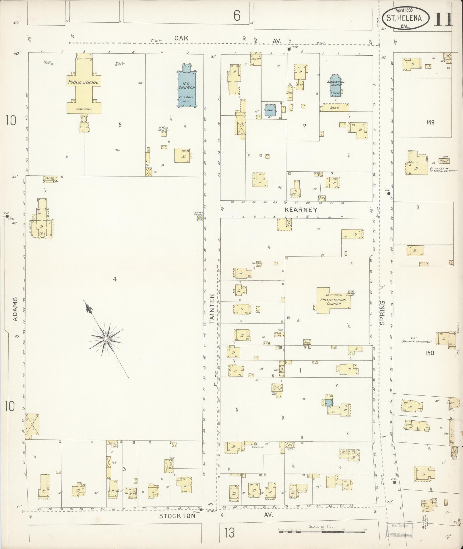 Sanborn Fire Insurance Map from Saint Helena, Napa County, California (1899), Sheet #0011 - Complete Map Set gallery image, historic Sanborn map, vintage wall art, California California