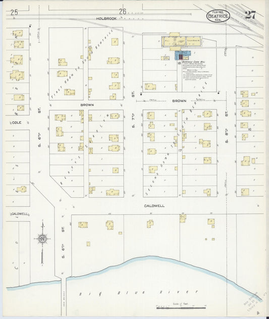 Sanborn Fire Insurance Map from Beatrice, Gage County, Nebraska (1913), Sheet #0027 - Historic Sanborn Fire Insurance Map Print, vintage old map wall art, antique decor, genealogy gift, Nebraska Nebraska map