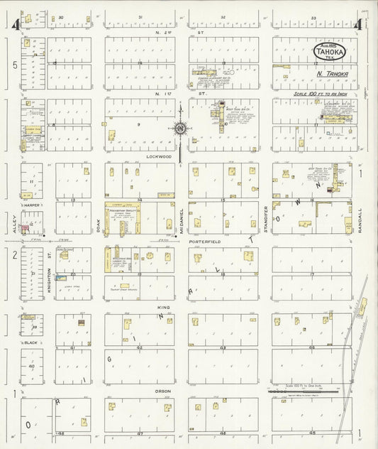 Sanborn Fire Insurance Map from Tahoka, Lynn County, Texas (1925), Sheet #0004 - Historic Sanborn Fire Insurance Map Print, vintage old map wall art, antique decor, genealogy gift, Texas Texas map
