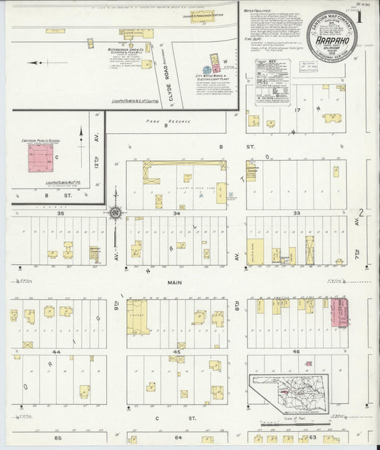 Sanborn Fire Insurance Map from Arapaho, Custer County, Oklahoma (1916), Sheet #0001 - Complete Map Set gallery image, historic Sanborn map, vintage wall art, Oklahoma Oklahoma