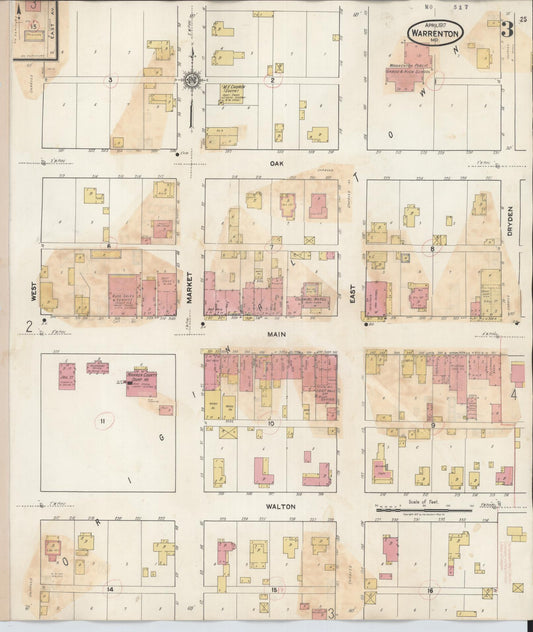 Sanborn Fire Insurance Map from Warrenton, Warren County, Missouri (1932), Sheet #0003 - Historic Sanborn Fire Insurance Map Print, vintage old map wall art, antique decor, genealogy gift, Missouri Missouri map