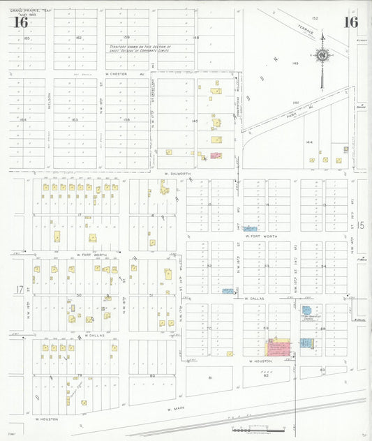 Sanborn Fire Insurance Map from Grand Prairie, Dallas County, Texas (1943), Sheet #0016 - Historic Sanborn Fire Insurance Map Print, vintage old map wall art, antique decor, genealogy gift, Texas Texas map